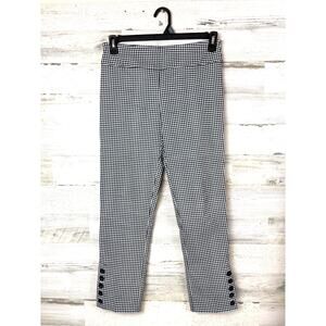 Elliott Lauren Womens 8 Black White Plaid Pull-On Crop Stretch Ankle Pant Casual